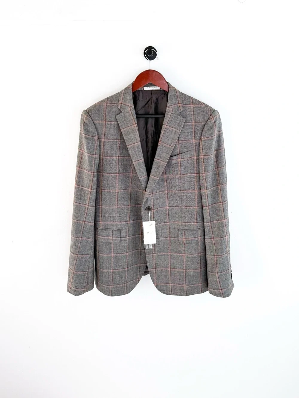 NWT NEW Armani Collezioni Gray Plaid Italian Wool Sport Coat Windowpane 40R